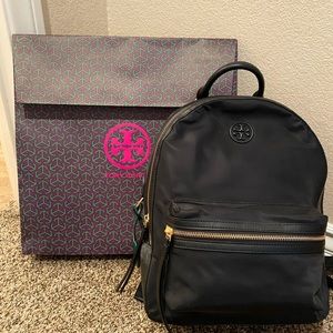 Tory Burch Black Nylon Back Pack